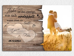 Personalisierte Leinwand Liebe ist das einzige mit Namen und Wunschbild