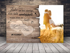 Personalisierte Leinwand Liebe ist das einzige mit Namen und Wunschbild