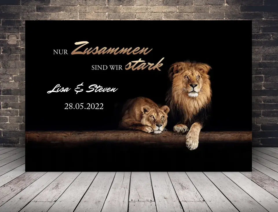 Personalisierte Leinwand Zusammen sind wir Stark mit Namen und Datum