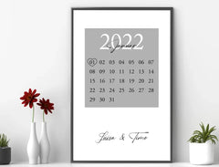 Personalisiertes Bild im Rahmen Jahrestag Kalender mit Namen