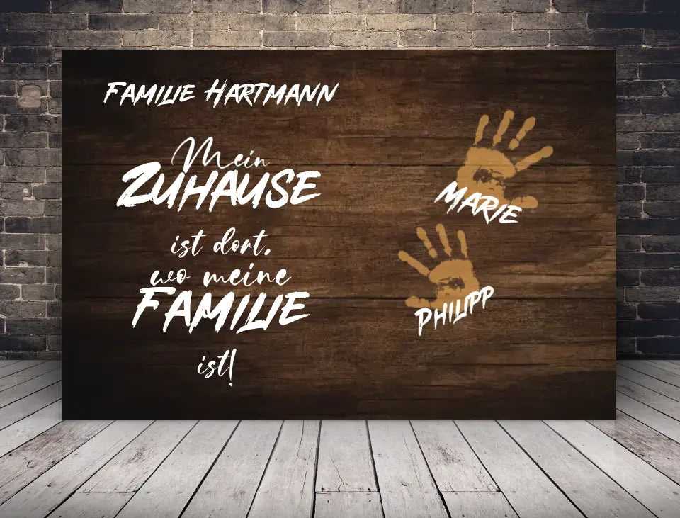 Personalisierte Leinwand Familie Handabdrücke mit Namen