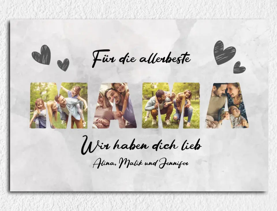 Personalisierte Leinwand für Mama mit Wunschbildern und Namen