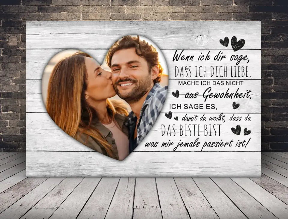Personalisierte Leinwand Wunschbild in Herzform