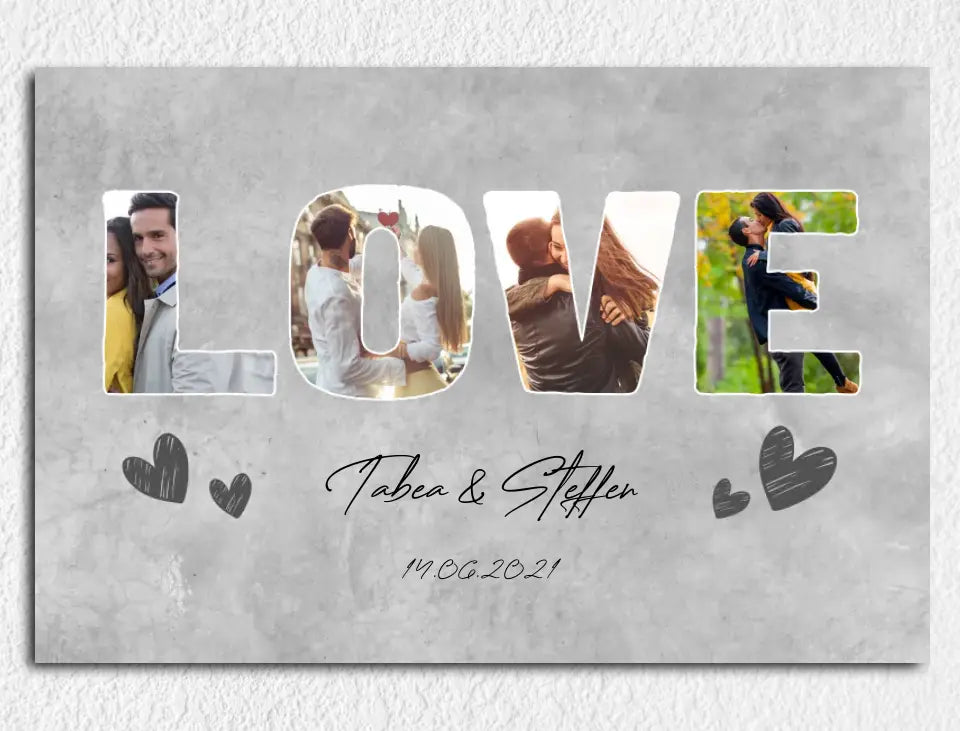Personalisierte Leinwand Love mit Bildern und Namen