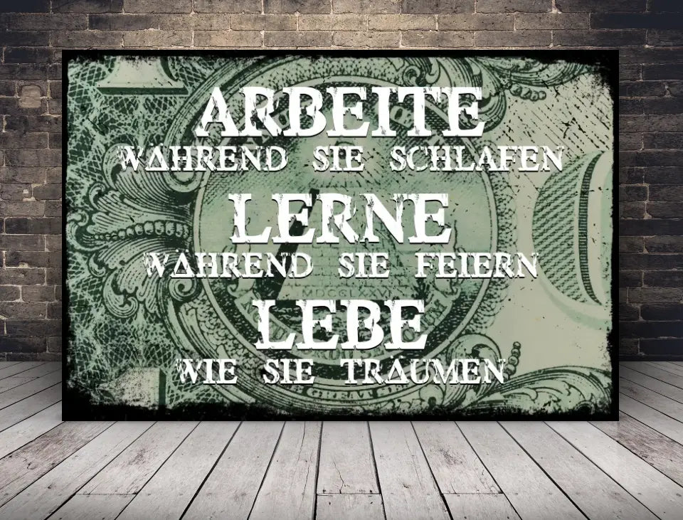 Deko-Leinwand Motivation Lebe - wie sie träumen