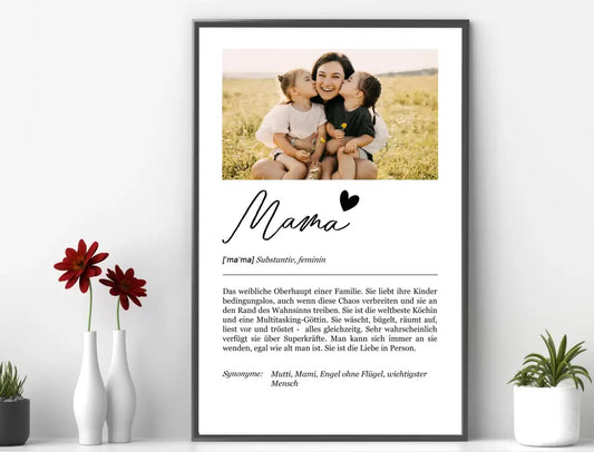 Bild im Rahmen | Definition "Mama" mit Foto