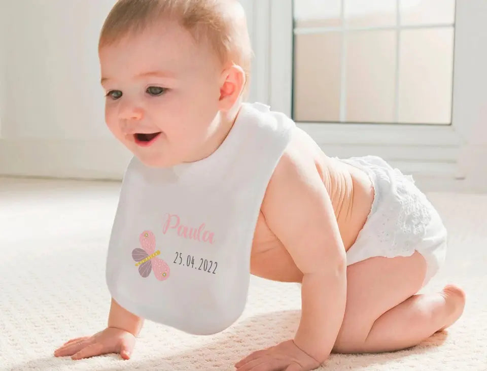 Personalisiertes Baby-Lätzchen | Schmetterling Mädchen